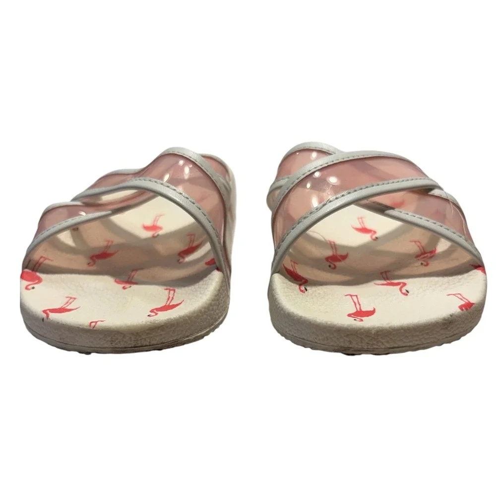 Janie and Jack Slide Sandals Girls Size 11 Pink Flamingo Crisscross Strap Water
